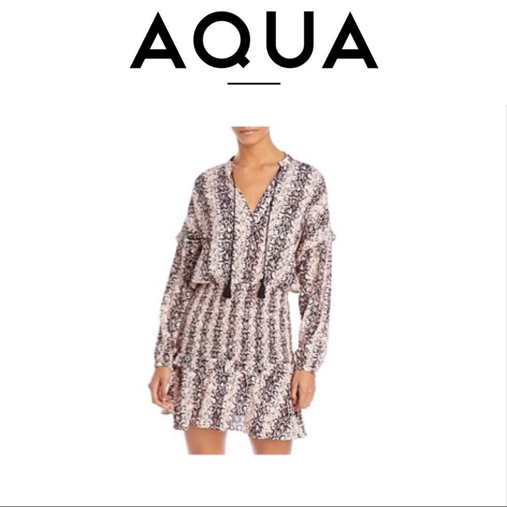 NWT✨ AQUA Snake Print Smocked Mini Dress - 100% Exclusive - Picture 1 of 10